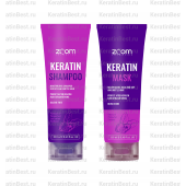 ZOOM Keratin Shampoo 250 ml + Keratin Mask 250 ml.